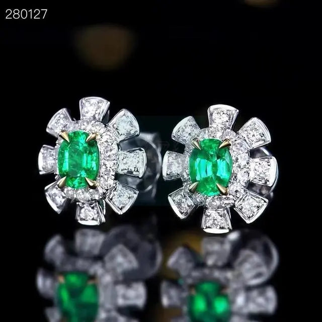 0.39ct Emerald Stud Diamond Earrings  Uniquely You Online