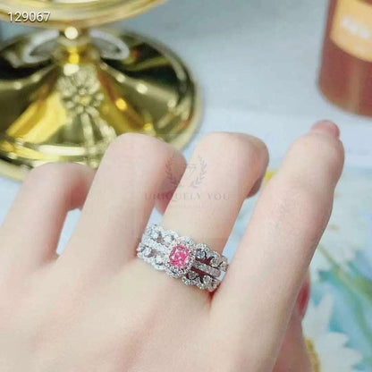 0.51ct Pink Diamond Trio Retro Rings