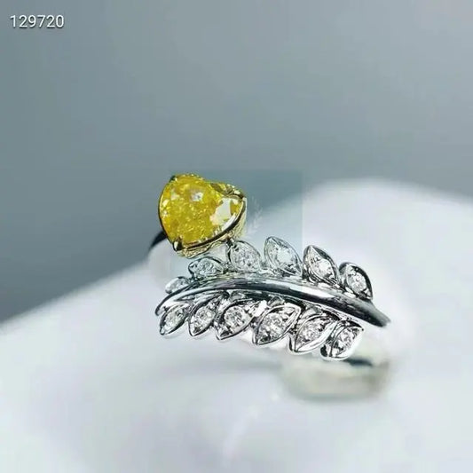0.56ct Heart Shaped Yellow Diamond Leaf Wrap Ring  Uniquely You Online