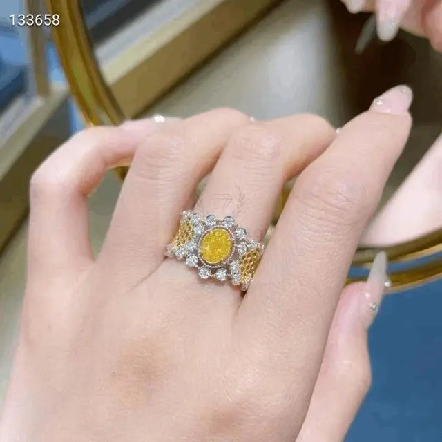 1.0075ct Yellow Diamond Honeycomb Ring