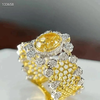 1.0075ct Yellow Diamond Honeycomb Ring