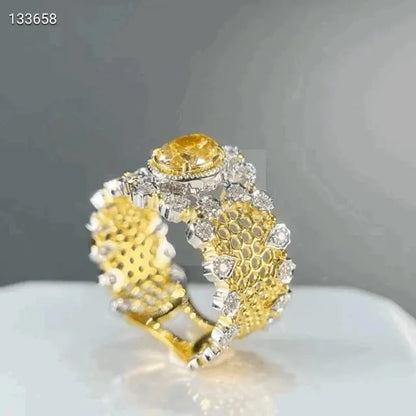 1.0075ct Yellow Diamond Honeycomb Ring