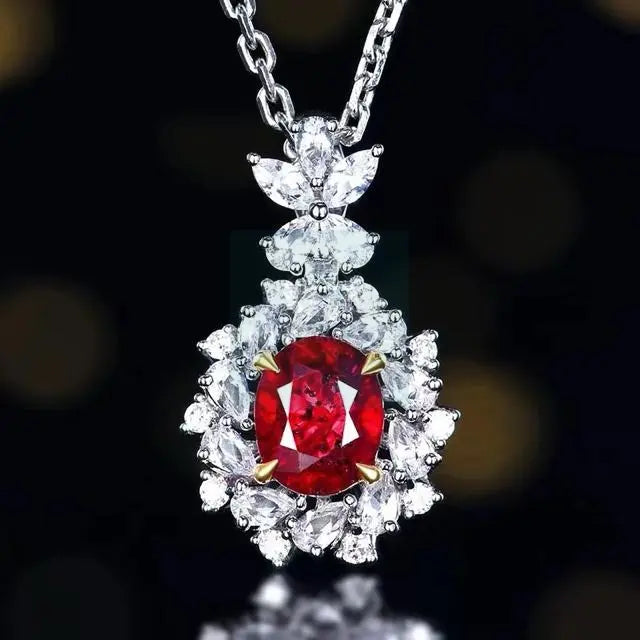 1.01ct Ruby Flower Halo Pendant  Uniquely You Online