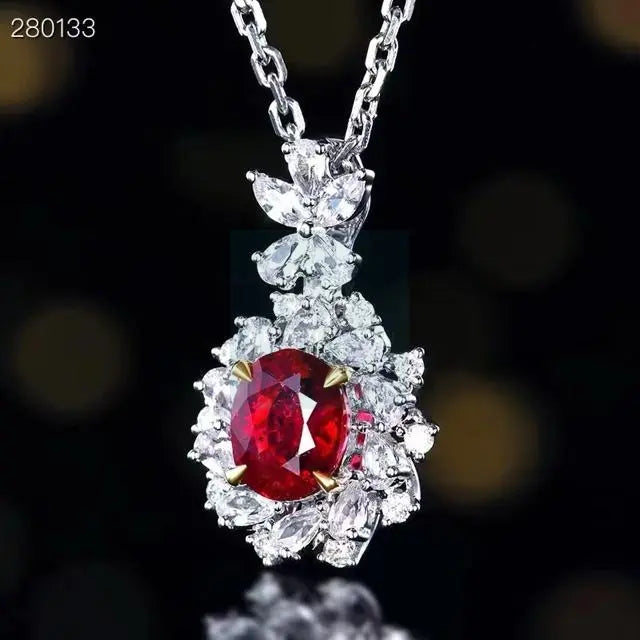 1.01ct Ruby Flower Halo Pendant  Uniquely You Online