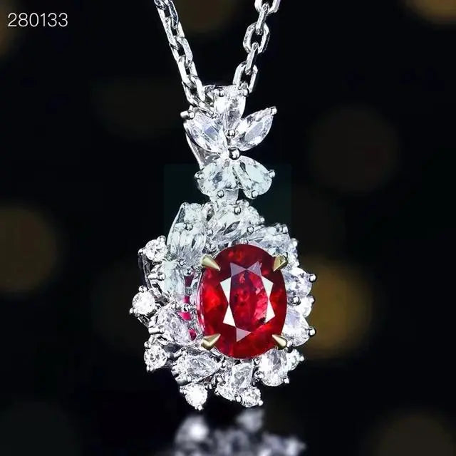 1.01ct Ruby Flower Halo Pendant  Uniquely You Online