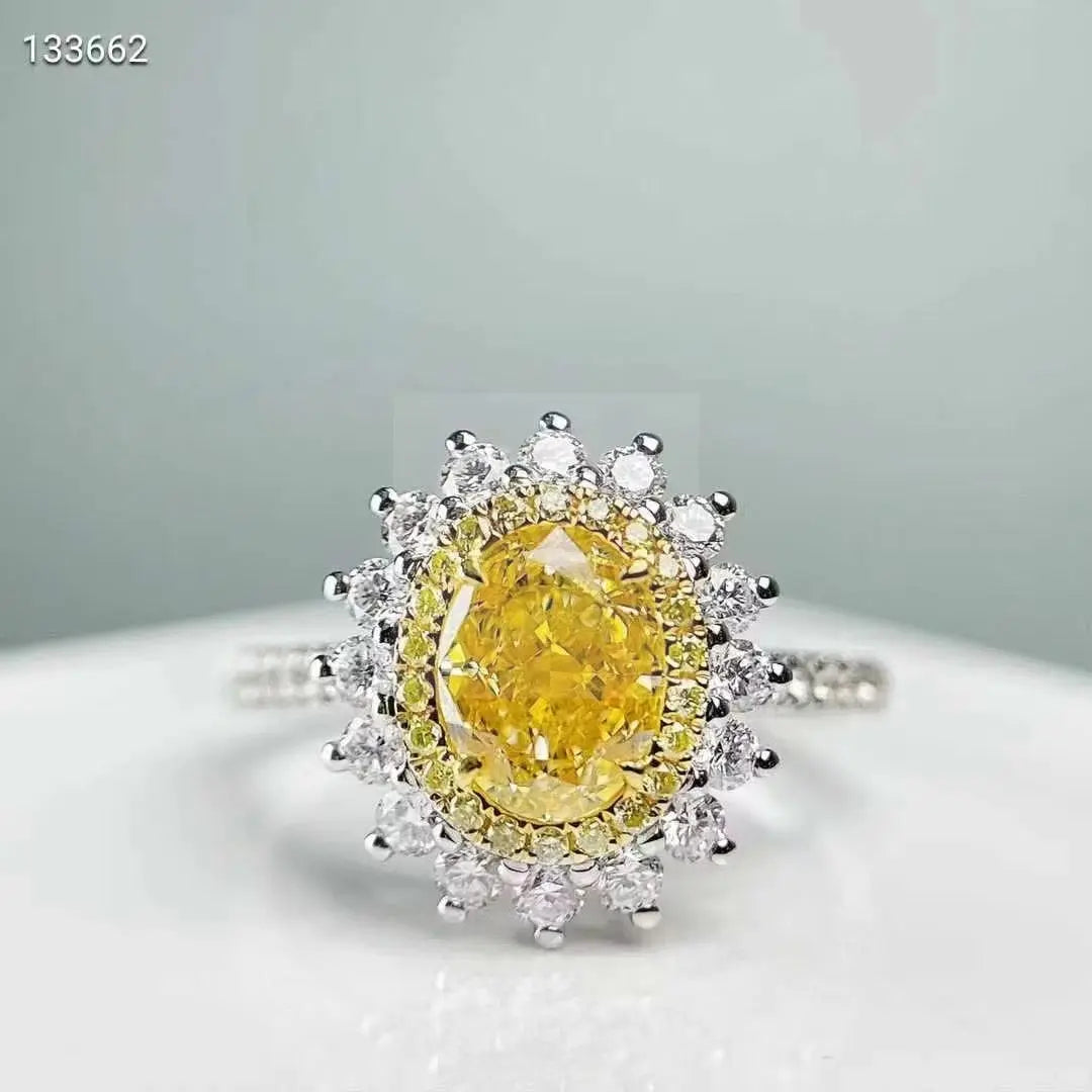 1.12ct Yellow Diamond Oval Sunflower Ring - Uniquely You Online