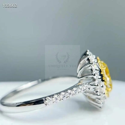 1.12ct Yellow Diamond Oval Sunflower Ring - Uniquely You Online