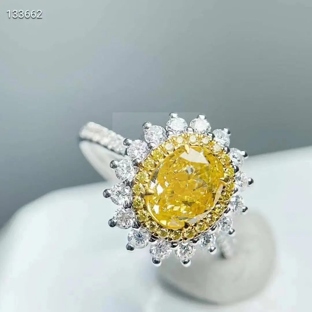 1.12ct Yellow Diamond Oval Sunflower Ring - Uniquely You Online