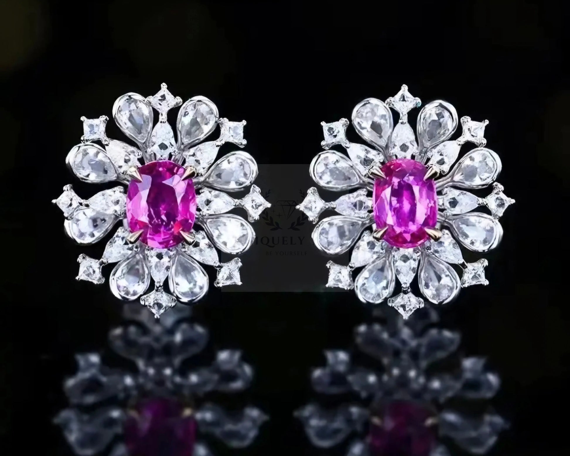 1.17ct Unheated Purple Padparadscha Sunburst Stud Earrings  Uniquely You Online