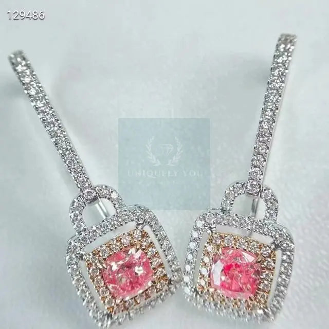 1.2ct Square Pink Diamond Dangle Earrings  Uniquely You Online