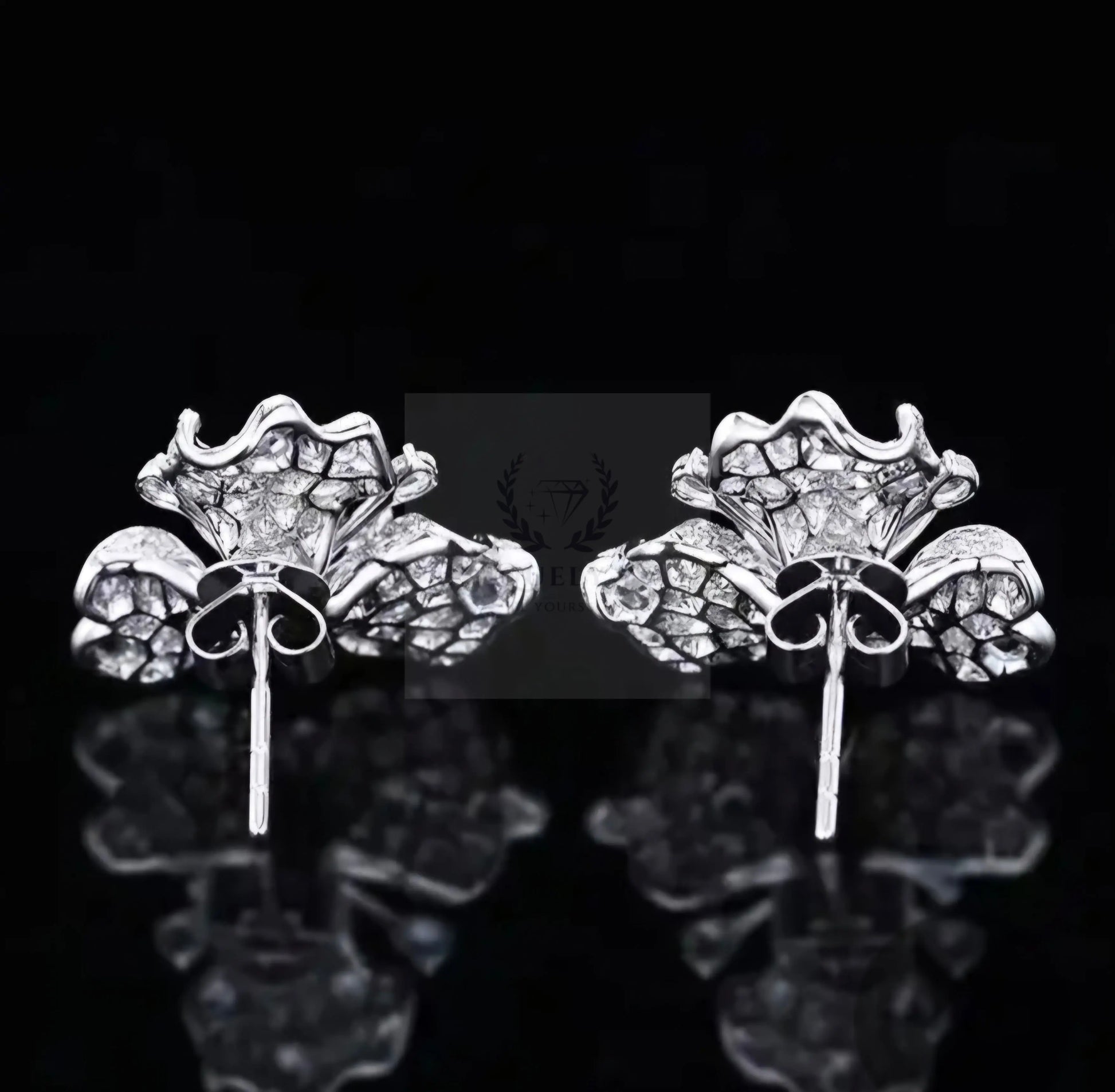 1.55ct Unheated Royal Blue Sapphire Diamond Flower Stud Earrings  Uniquely You Online