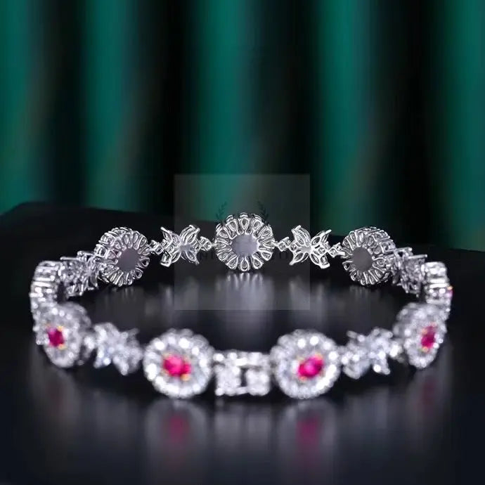 1.76ct Unheated Natural Ruby Flower Bracelet - Uniquely You Online