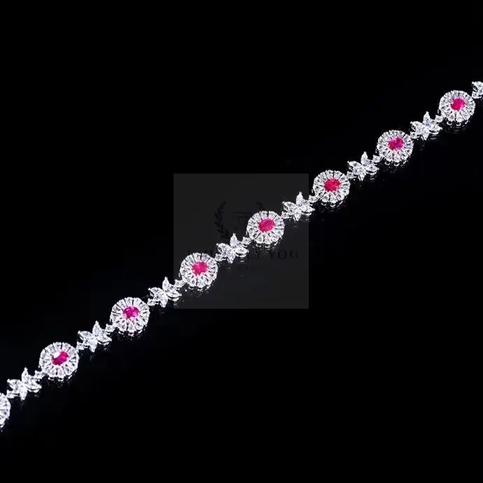 1.76ct Unheated Natural Ruby Flower Bracelet - Uniquely You Online