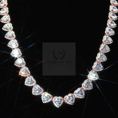 10mm Moissanite Clustered Heart Tennis Chain and Bracelet - Uniquely You Online