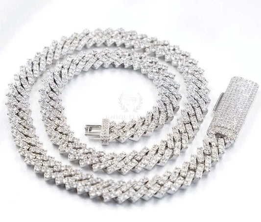 10mm Single Row Moissanite Cuban Link Chain and Bracelet - Uniquely You Online