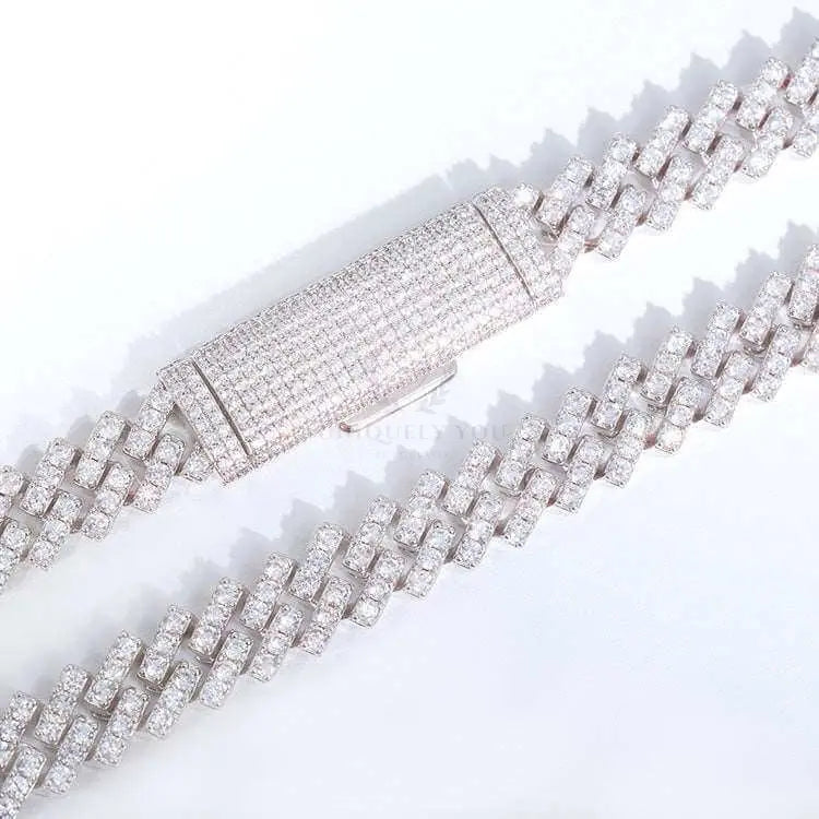 10mm Single Row Moissanite Cuban Link Chain and Bracelet - Uniquely You Online