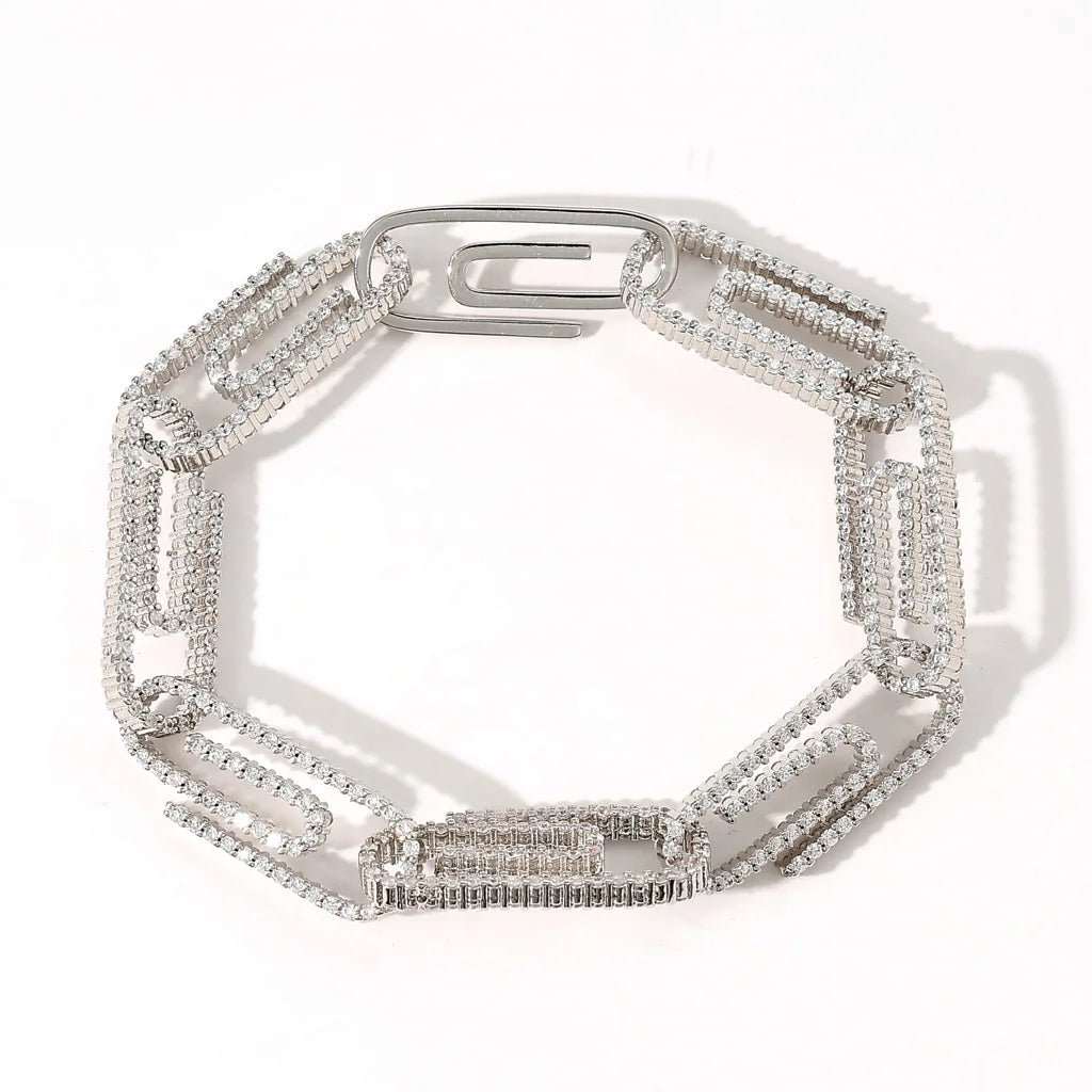 10mm CZ Paper Clip Link Bracelet - Uniquely You Online - Bracelet