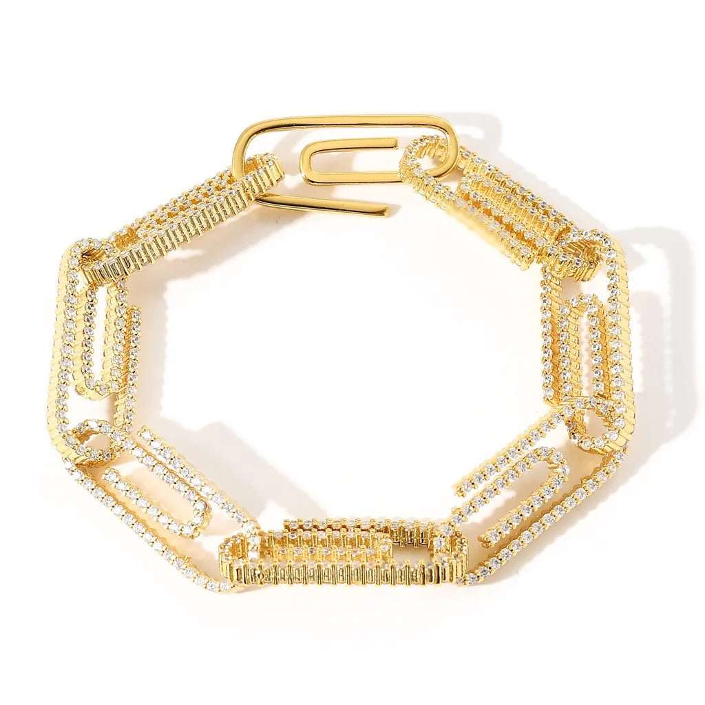 10mm CZ Paper Clip Link Bracelet - Uniquely You Online - Bracelet