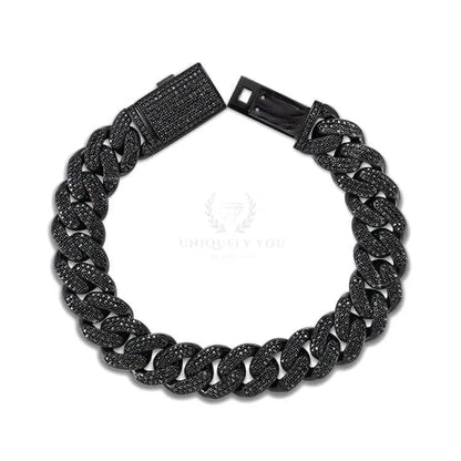 12mm Black Moissanite Cuban Link Bracelet - Uniquely You Online