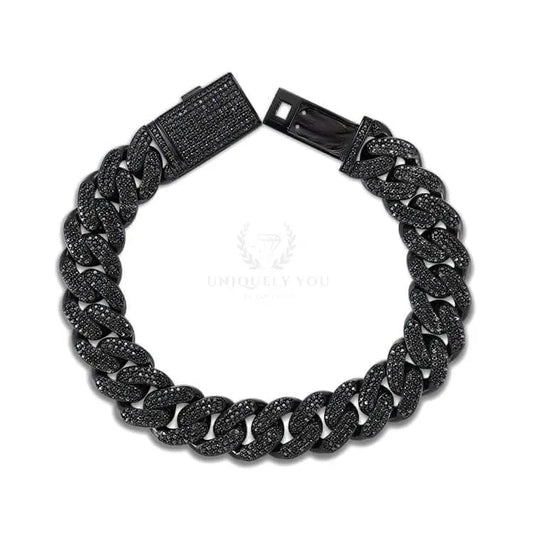 12mm Black Moissanite Cuban Link Bracelet