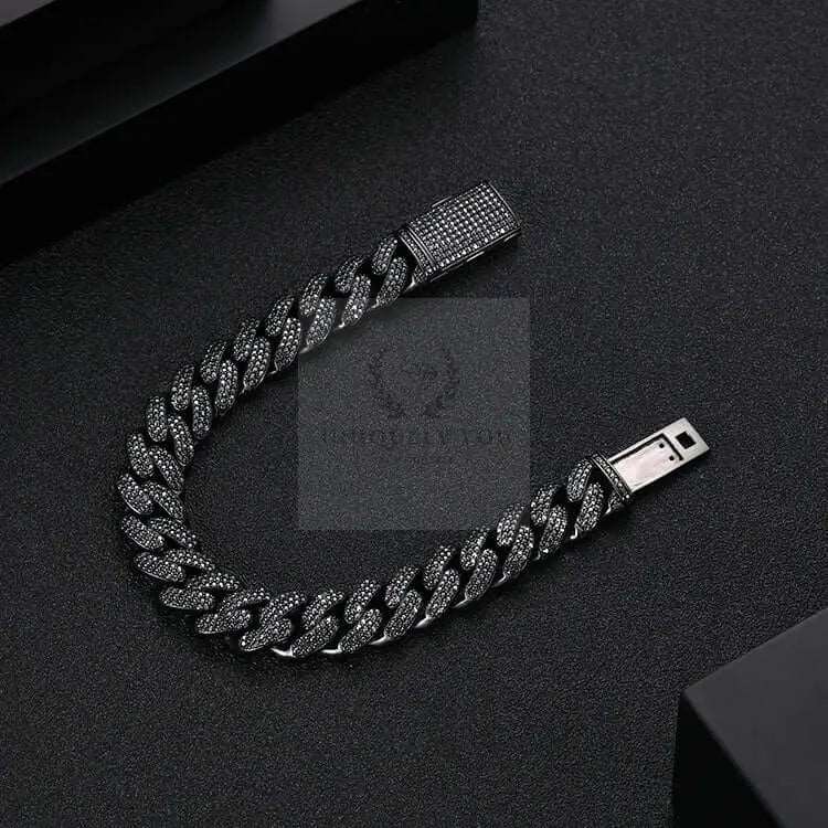 12mm Black Moissanite Cuban Link Bracelet