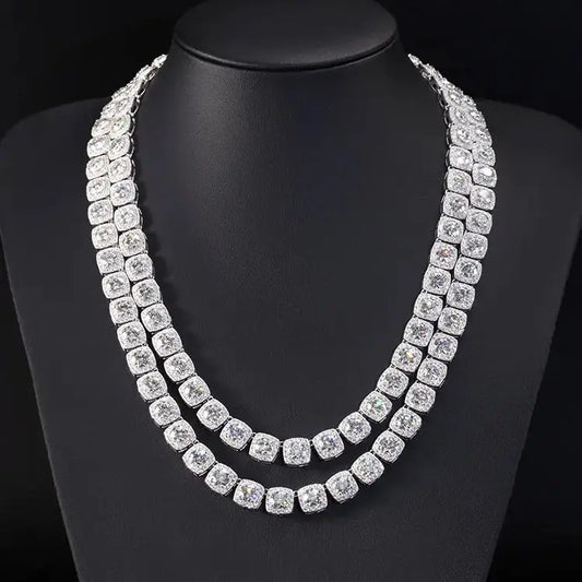 8mm/12mm Moissanite Square Tennis Necklace