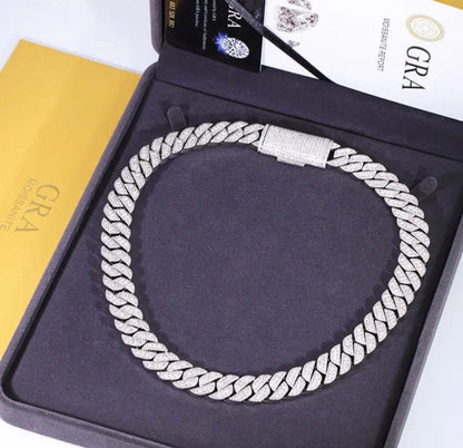 13mm/16mm VVS Moissanite 3-Row Cuban Link Chain and Bracelet