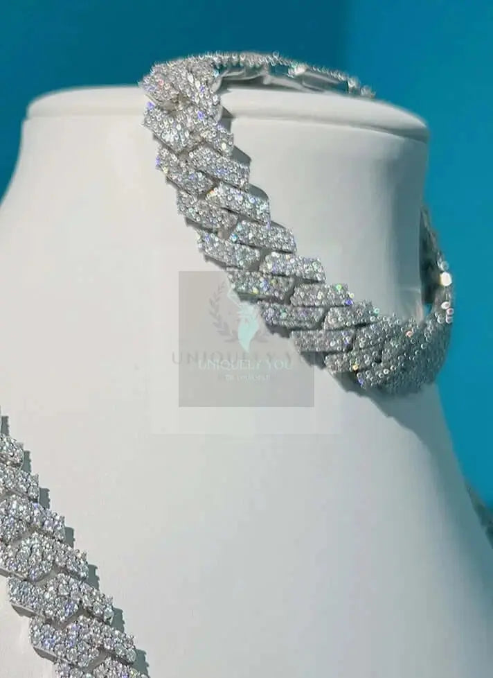 13mm 2-Row Moissanite Cuban Link Chain and Bracelet - Uniquely You Online