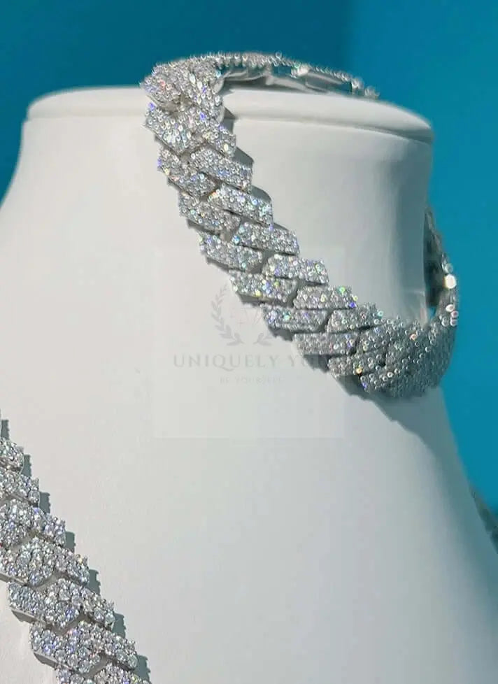 13mm 2-Row Moissanite Cuban Link Chain and Bracelet - Uniquely You Online