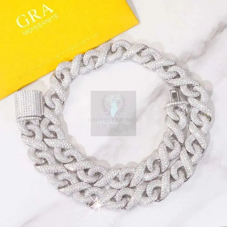 13mm Infinity Cuban Link Moissanite Chain and Bracelet - Uniquely You Online