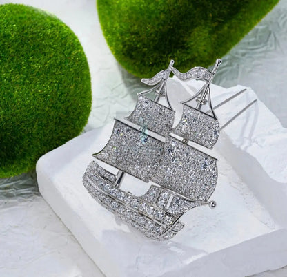 15.83ct Moissanite Schooner Brooch  Uniquely You Online 