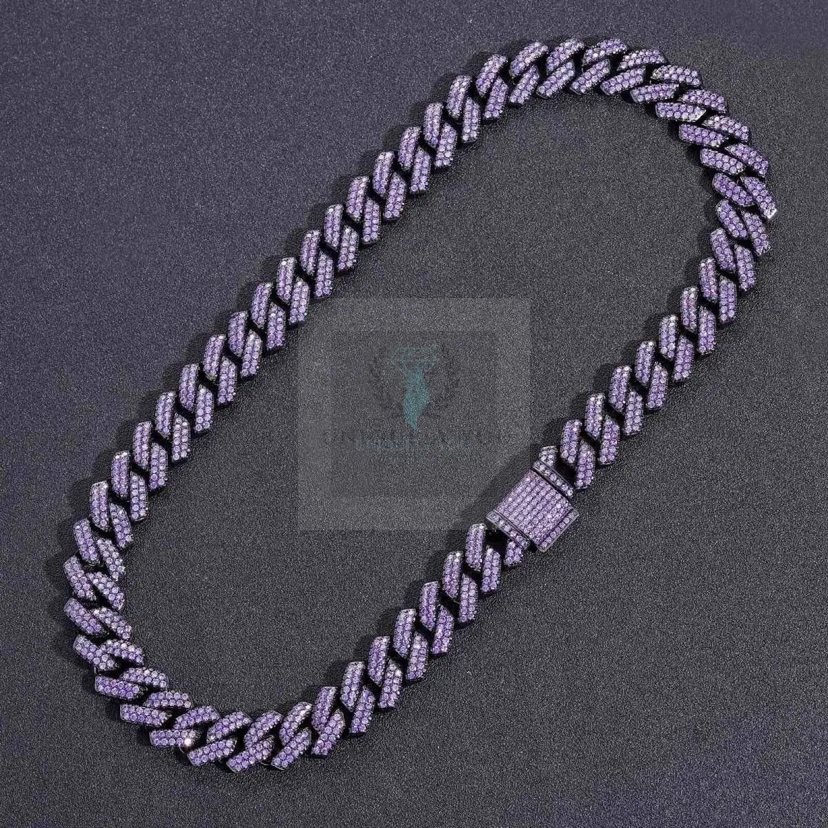 15mm Purple Black Gun Cuban Link Chain and Bracelet