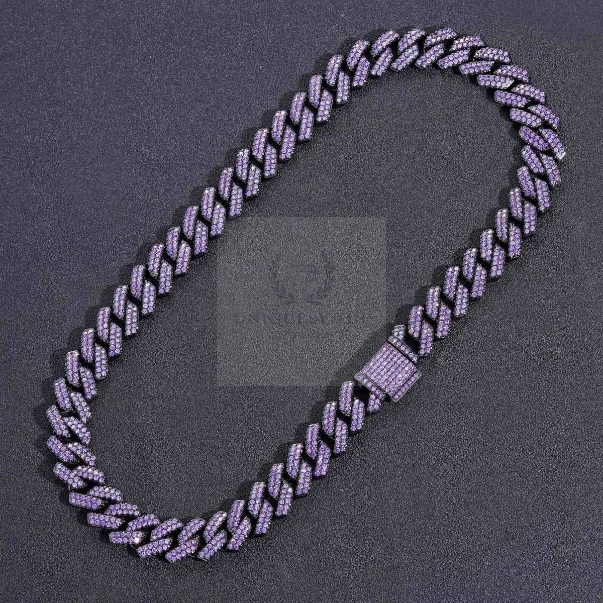 15mm Purple Black Gun Cuban Link Chain and Bracelet