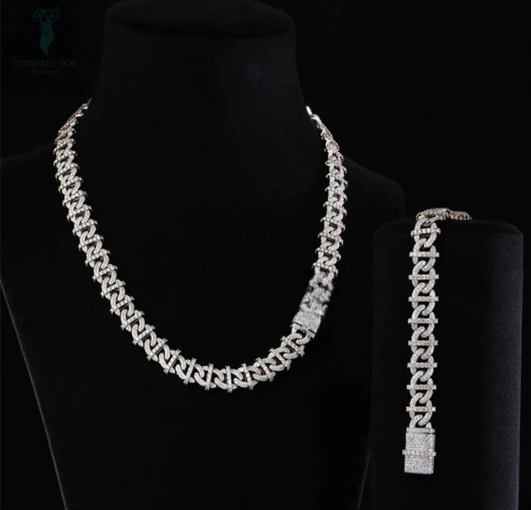 16mm Moissanite Cuban Division Link Chain and Bracelet  Uniquely You Online 