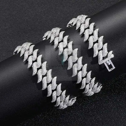 16mm Spiked Moissanite Cuban Link Chain and Bracelet