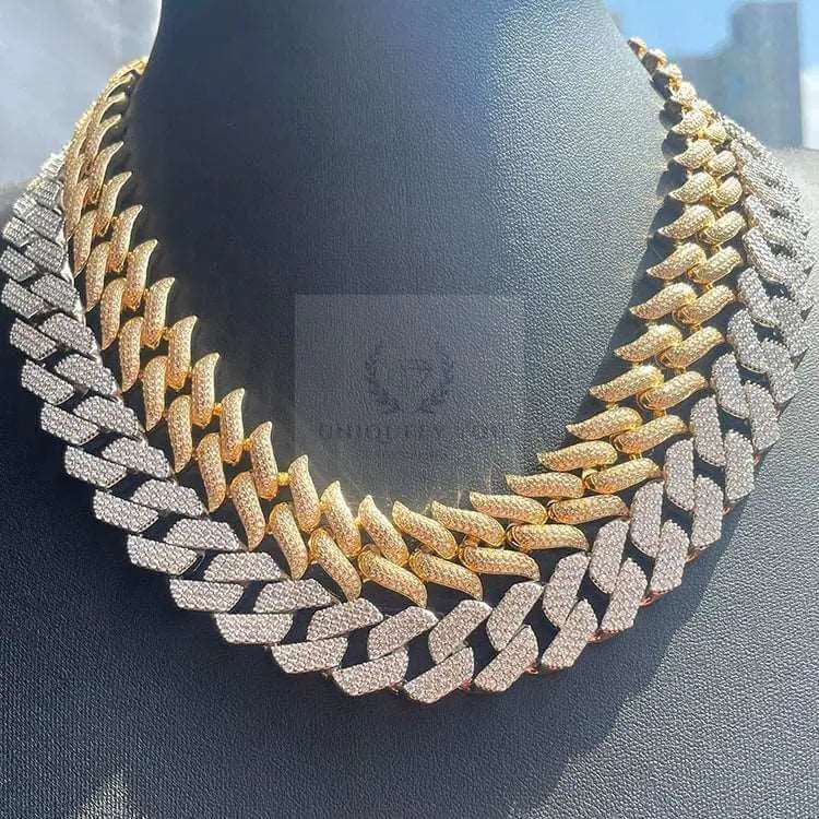 16mm Spiked Moissanite Cuban Link Chain and Bracelet