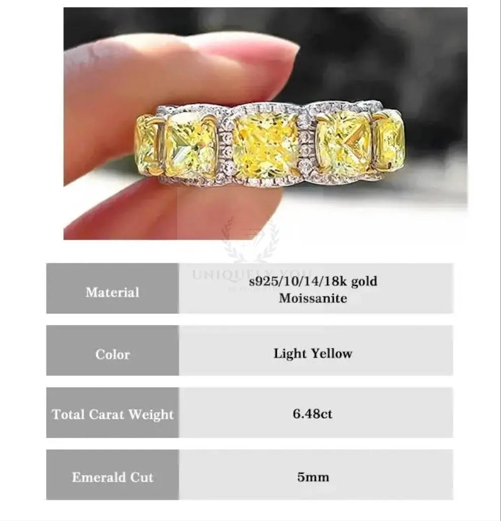 10K/14K/18K 6.48ct 5mm Moissanite Yellow Halo Eternity Ring  Uniquely You Online