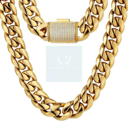 18mm Cuban Link Chain with CZ Clasp - Uniquely You Online