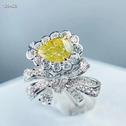 1ct Pear Cut Yellow Diamond Bow Ring  Uniquely You Online