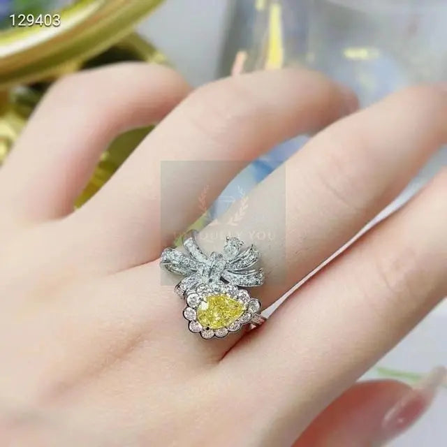 1ct Pear Cut Yellow Diamond Bow Ring  Uniquely You Online