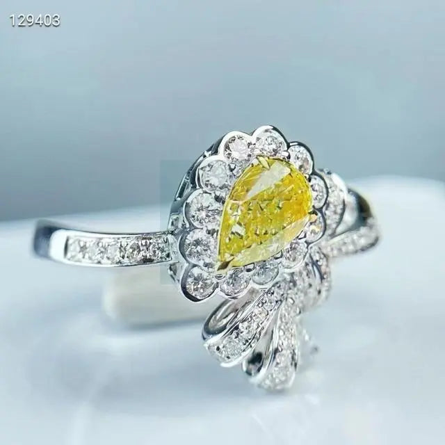 1ct Pear Cut Yellow Diamond Bow Ring  Uniquely You Online