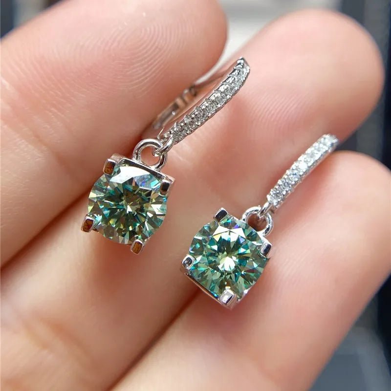 1ct Green Moissanite Drop Earrings - Uniquely You Online - Earrings