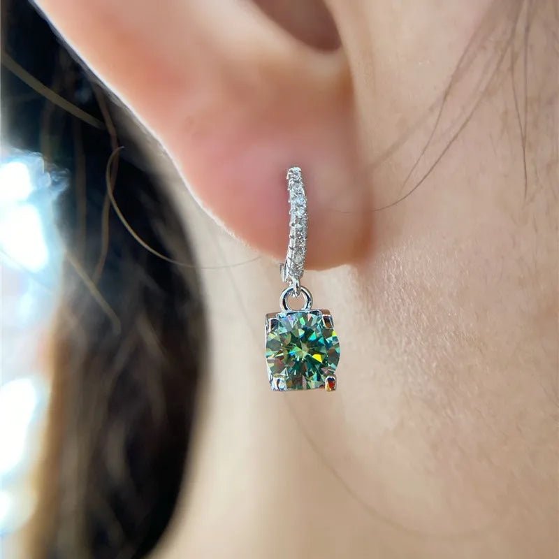 1ct Green Moissanite Drop Earrings - Uniquely You Online - Earrings
