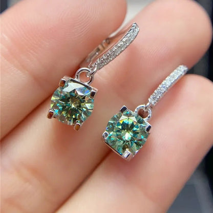 1ct Green Moissanite Drop Earrings - Uniquely You Online - Earrings