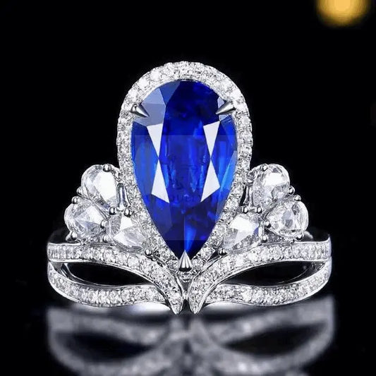 2.41ct Madagascar Blue Sapphire Crown Ring