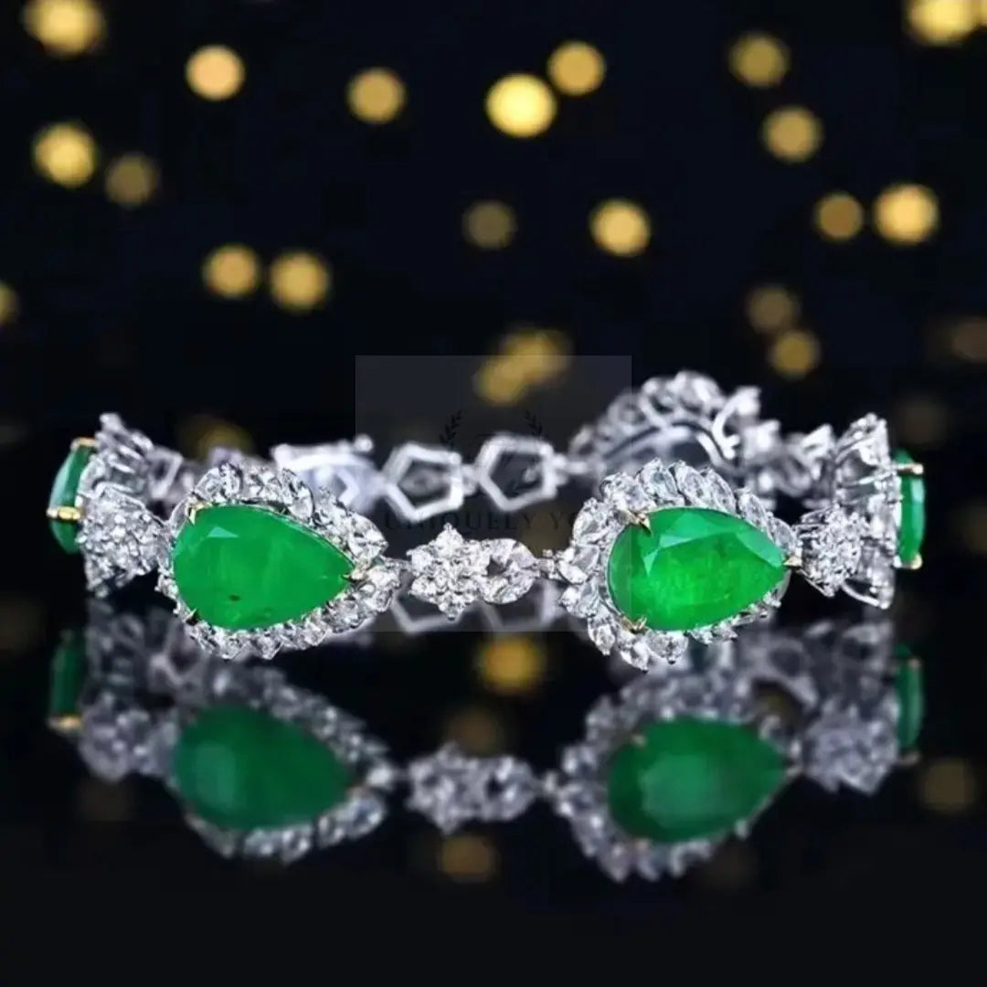 22.42ct Pear Cut Emerald Bracelet  Uniquely You Online