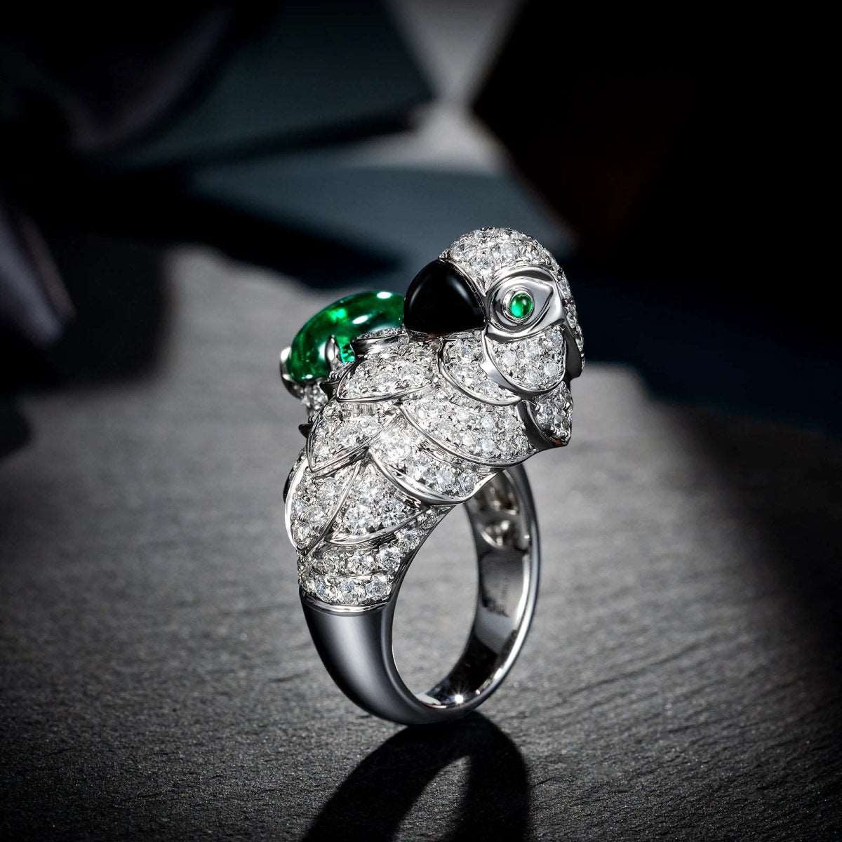 2.4ct Diamond and Emerald Parrot Ring - Uniquely You Online - Ring