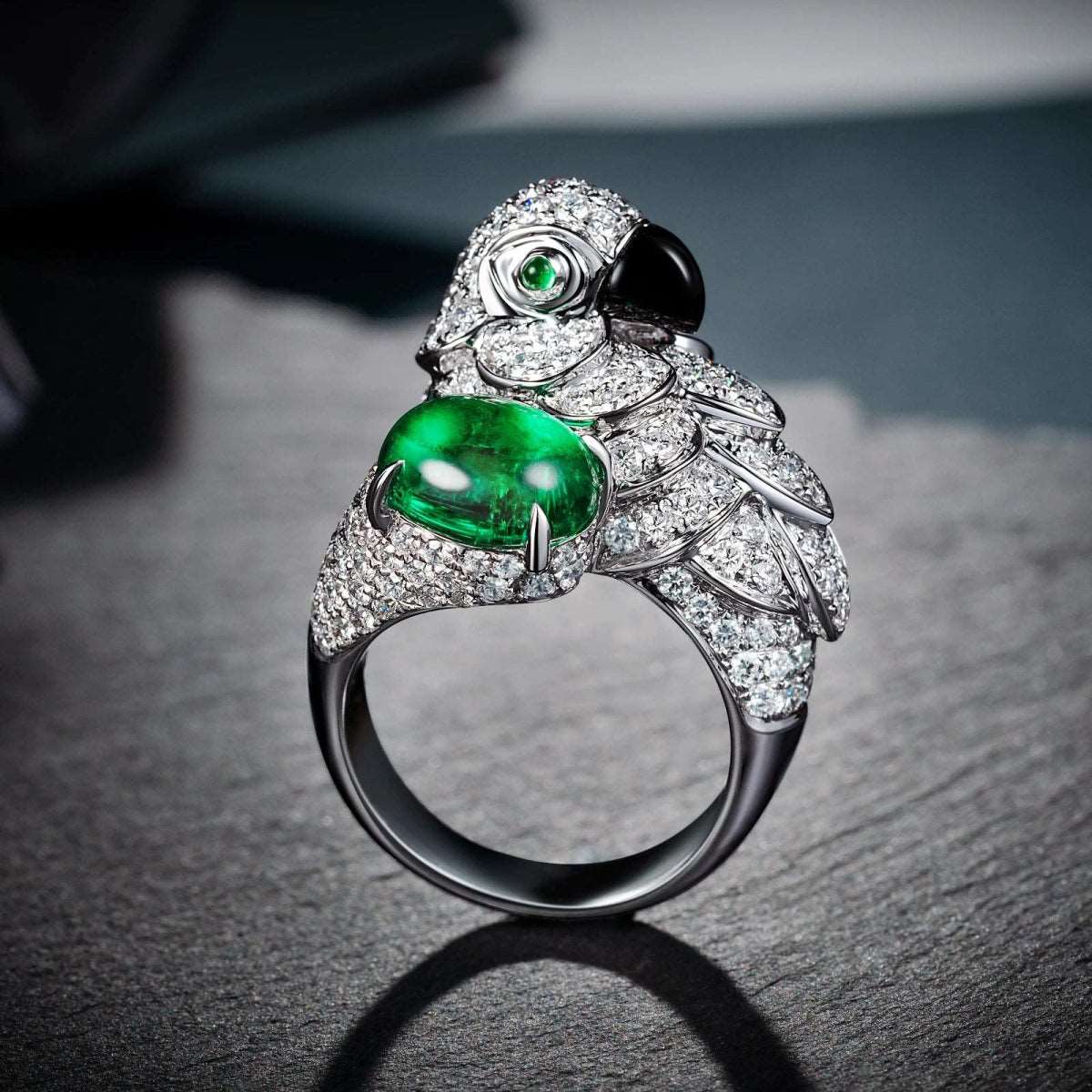 2.4ct Diamond and Emerald Parrot Ring - Uniquely You Online - Ring