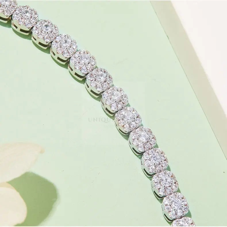 2mm Moissanite Round Center Tennis Bracelet