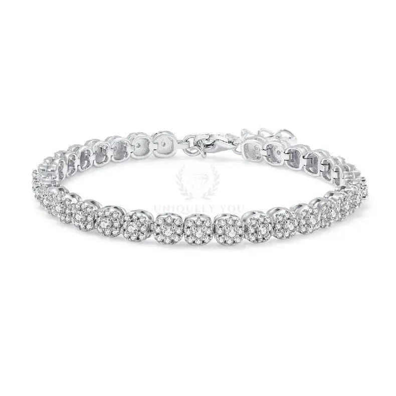 2mm Moissanite Round Center Tennis Bracelet